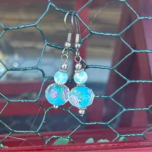 Elegant Floral Blue and Silver Earrings